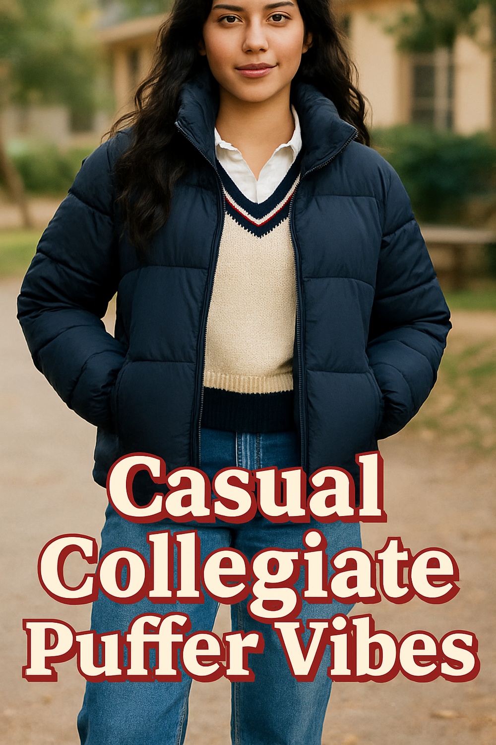 Casual Collegiate Puffer Vibes