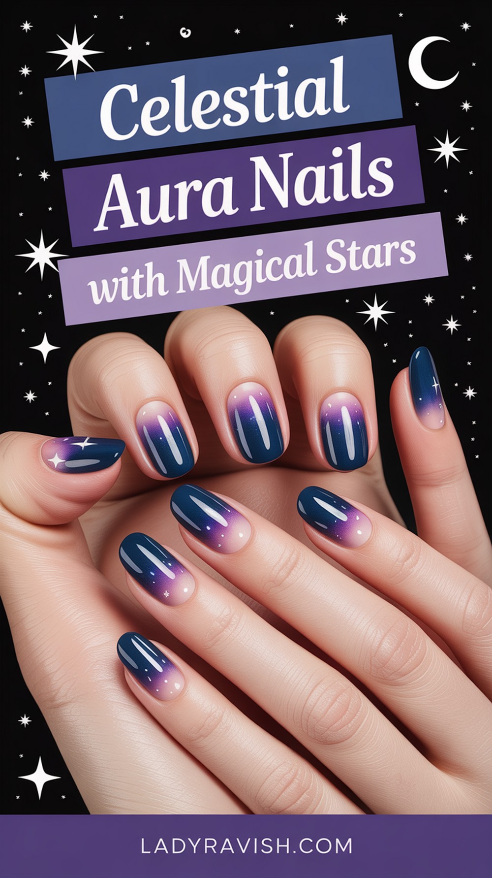 Celestial Aura Nails with Starry Accents