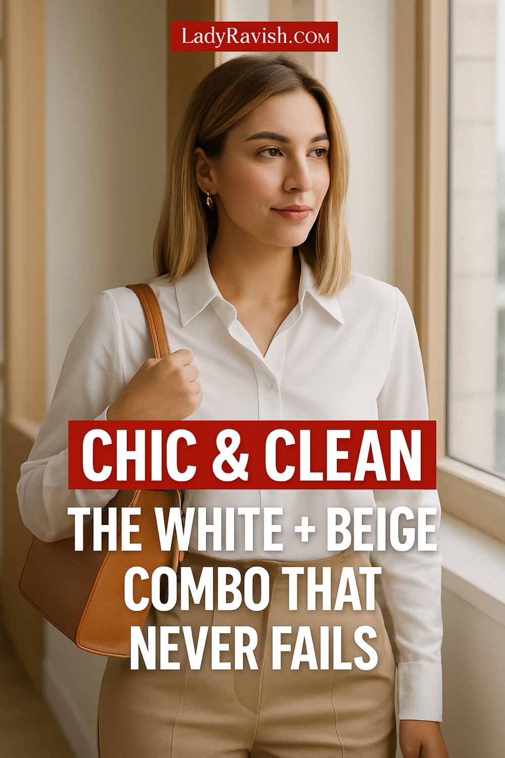 Chic White Blouse and Beige Trousers Combo