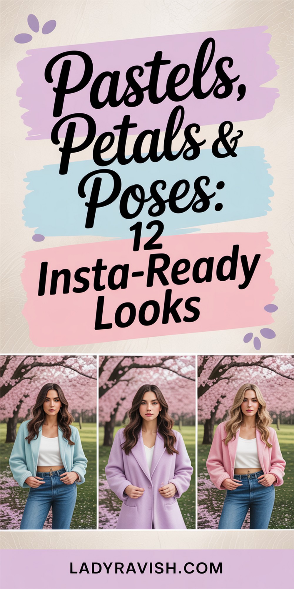 Create a Pinterest vertical graphic for spring content creation looks