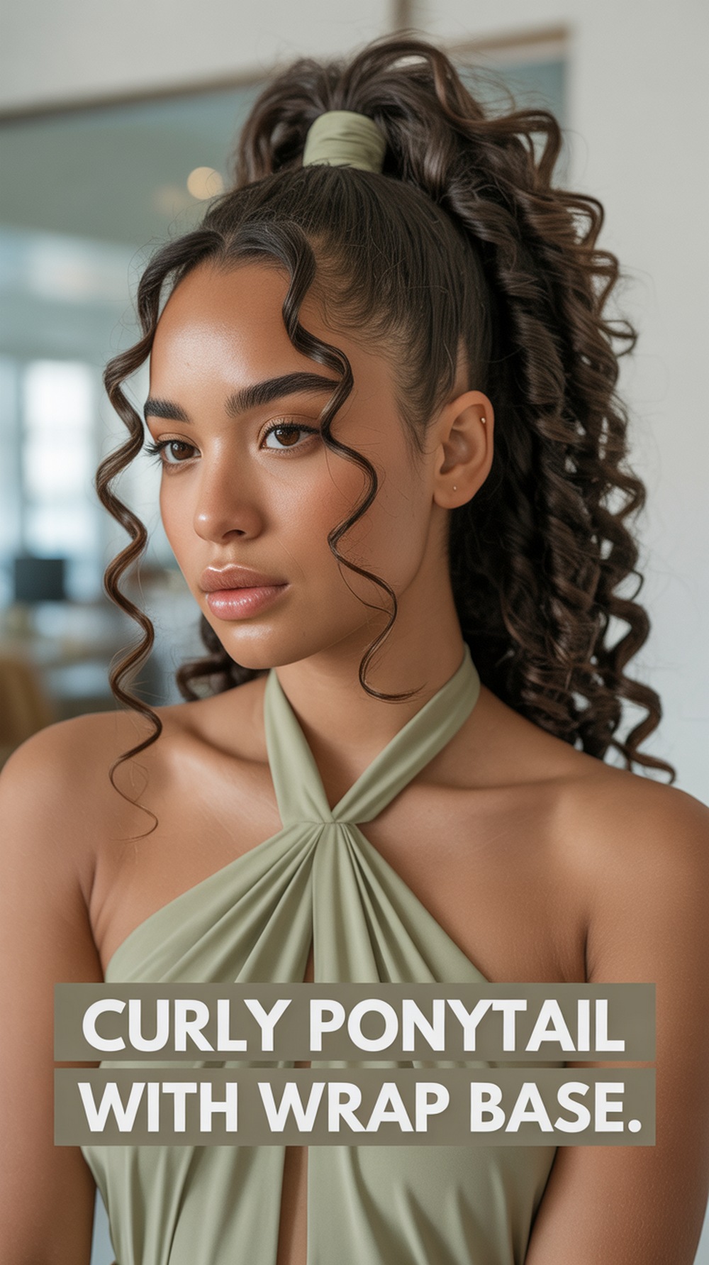 Curly Ponytail with Wrap Base