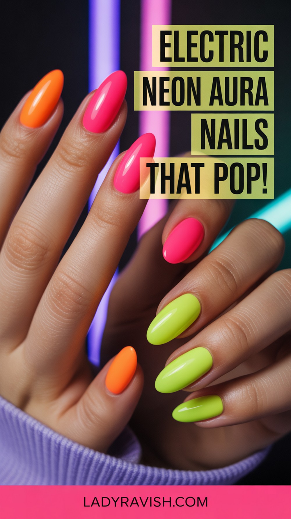 Electric Neon Aura Nails