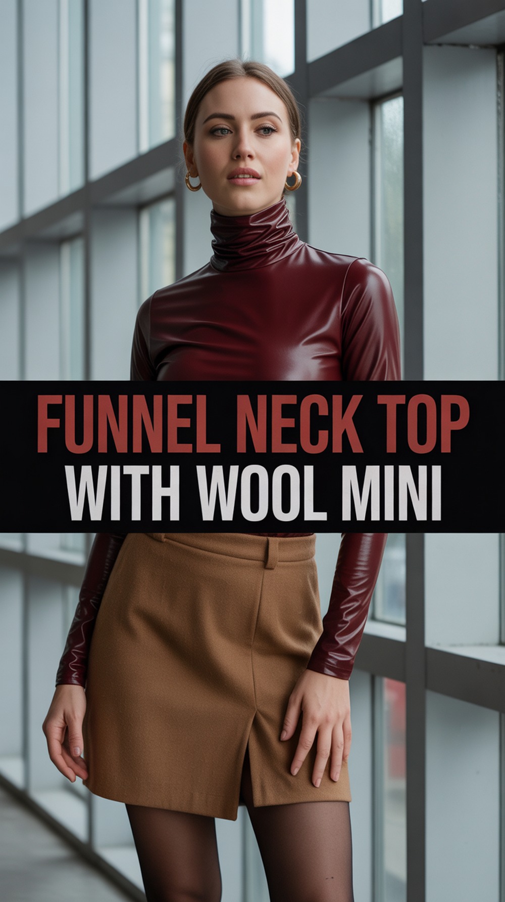 Funnel Neck Top with Wool Mini