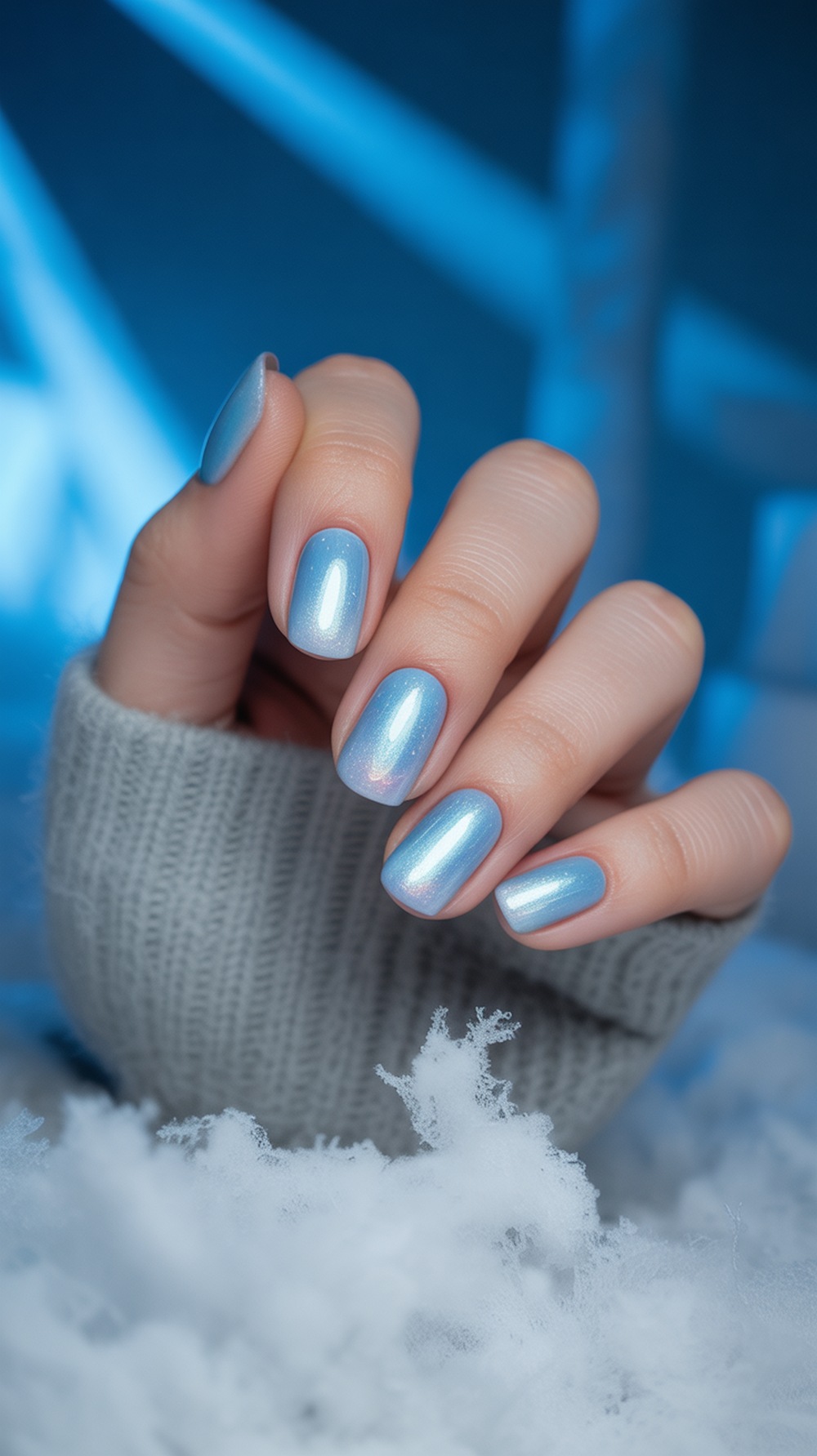 Ice Blue Aura Nails