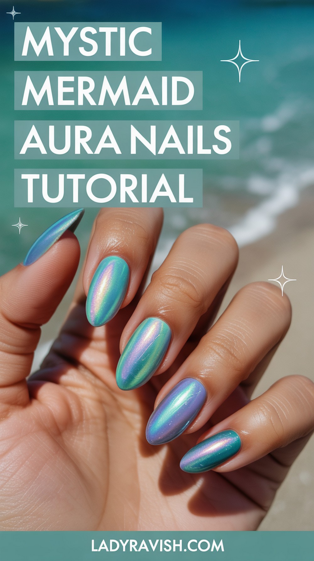 Mystic Mermaid Aura Nails with Iridescent Shine