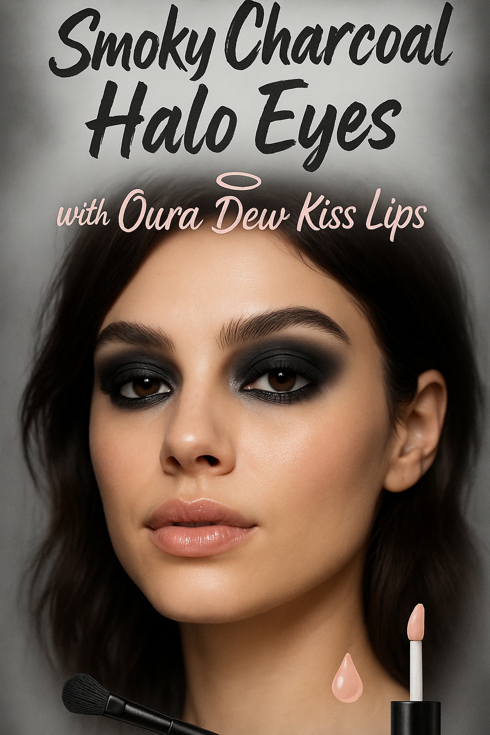 Smoky Charcoal Halo Eyes with Oura Dew Kiss Lips