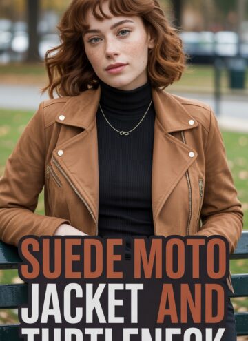 Suede Moto Jacket and Turtleneck