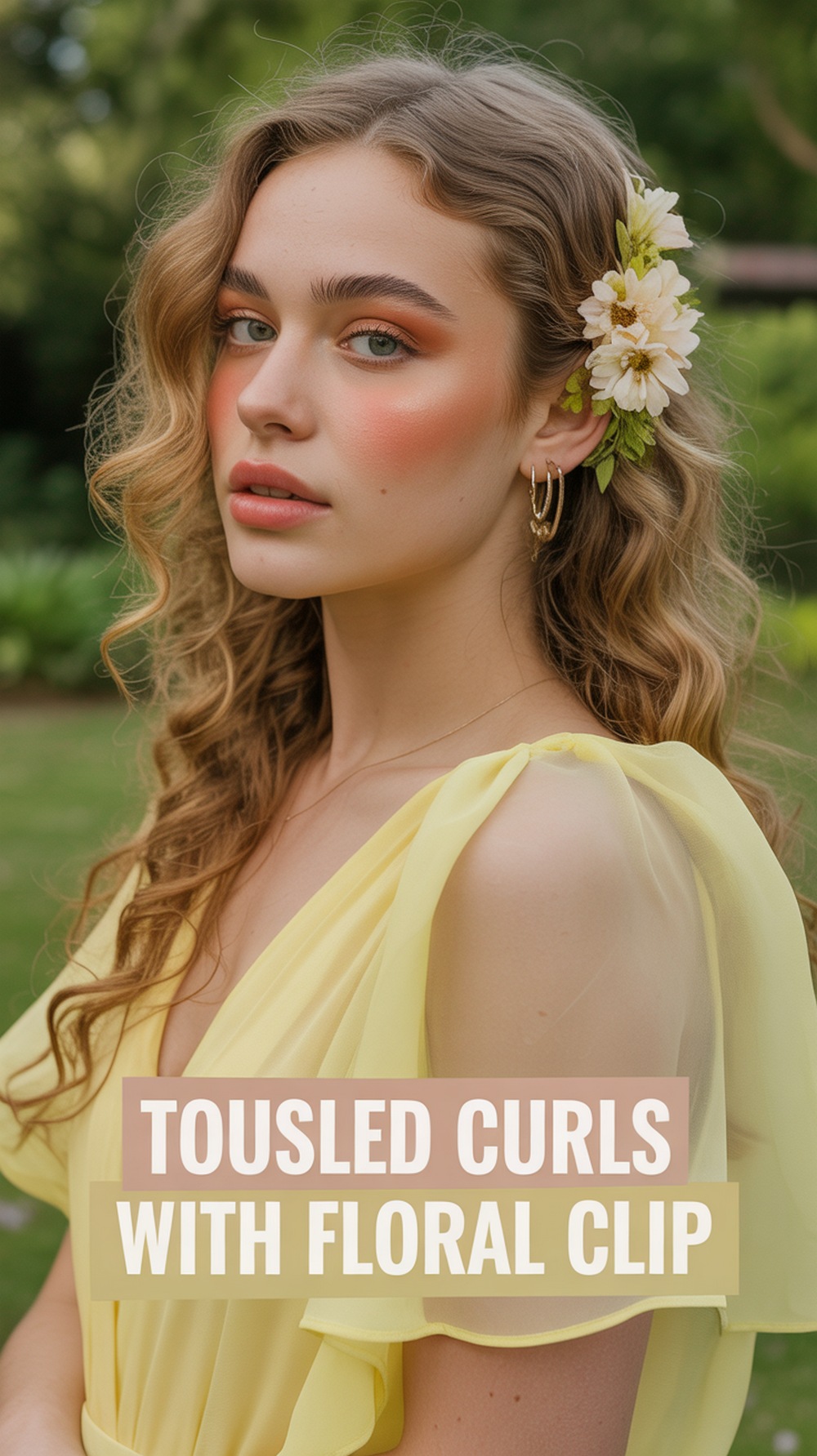 Tousled Curls with Floral Clip