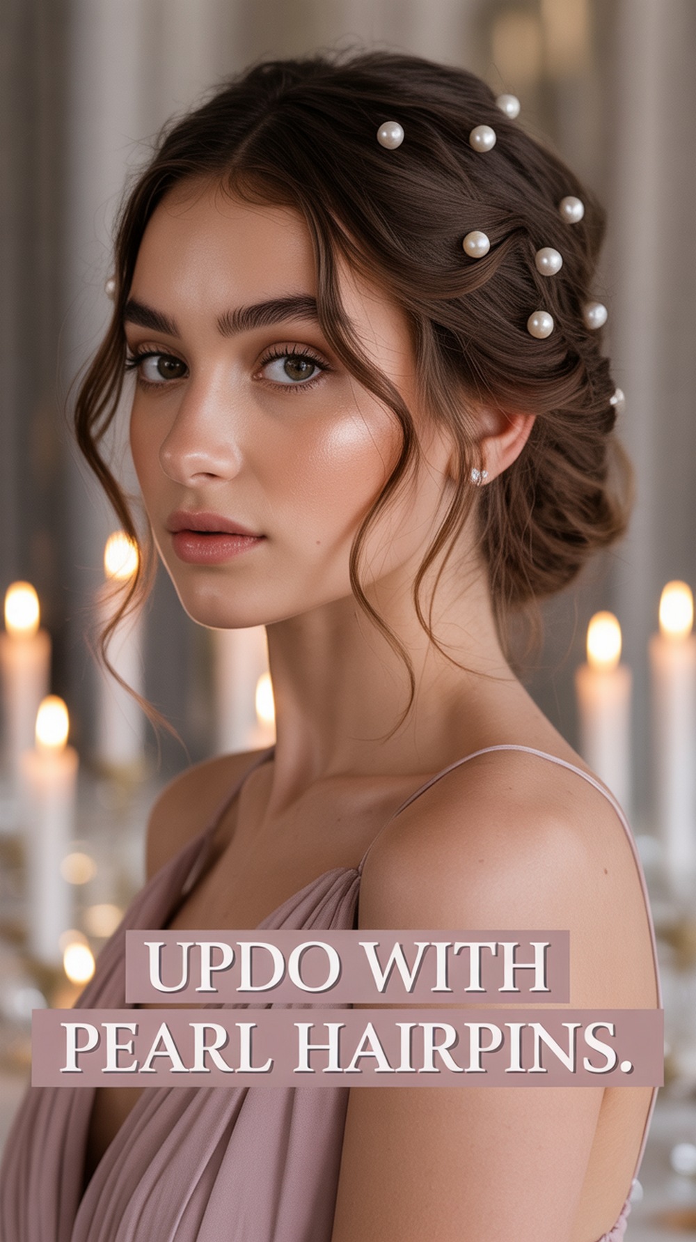 Updo with Pearl Hairpins
