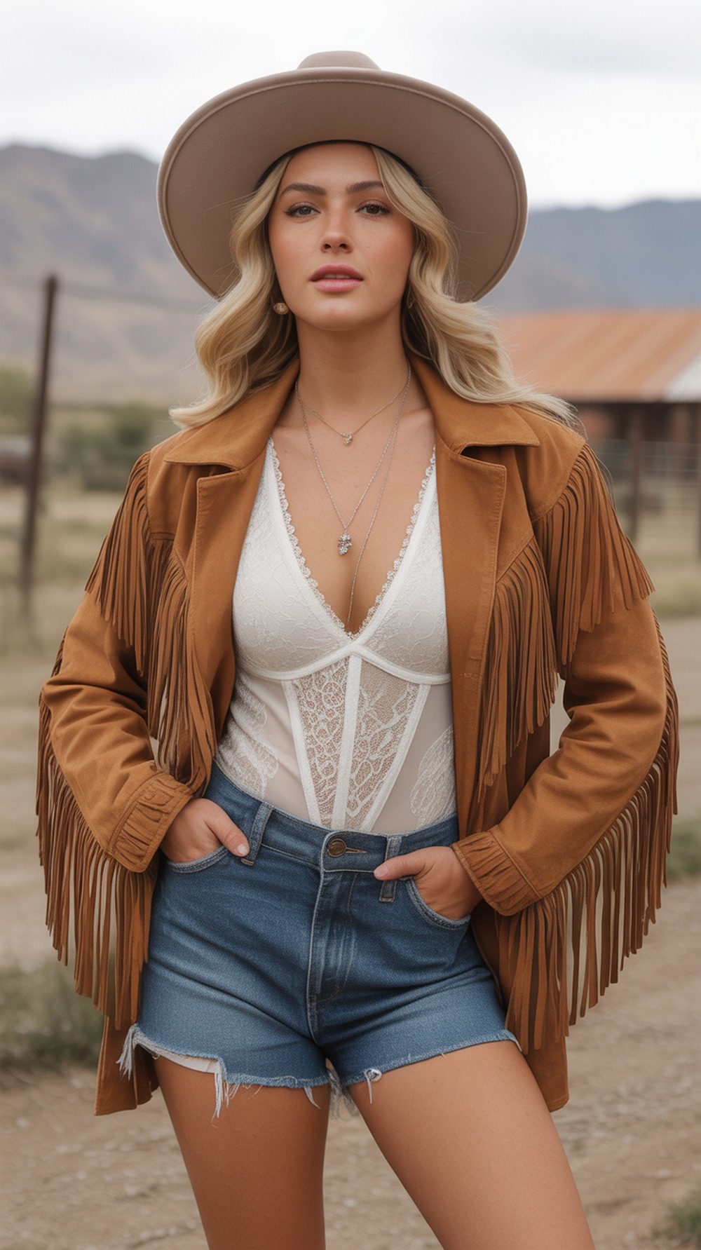 Aura Cowgirl Style with Fringe Jacket