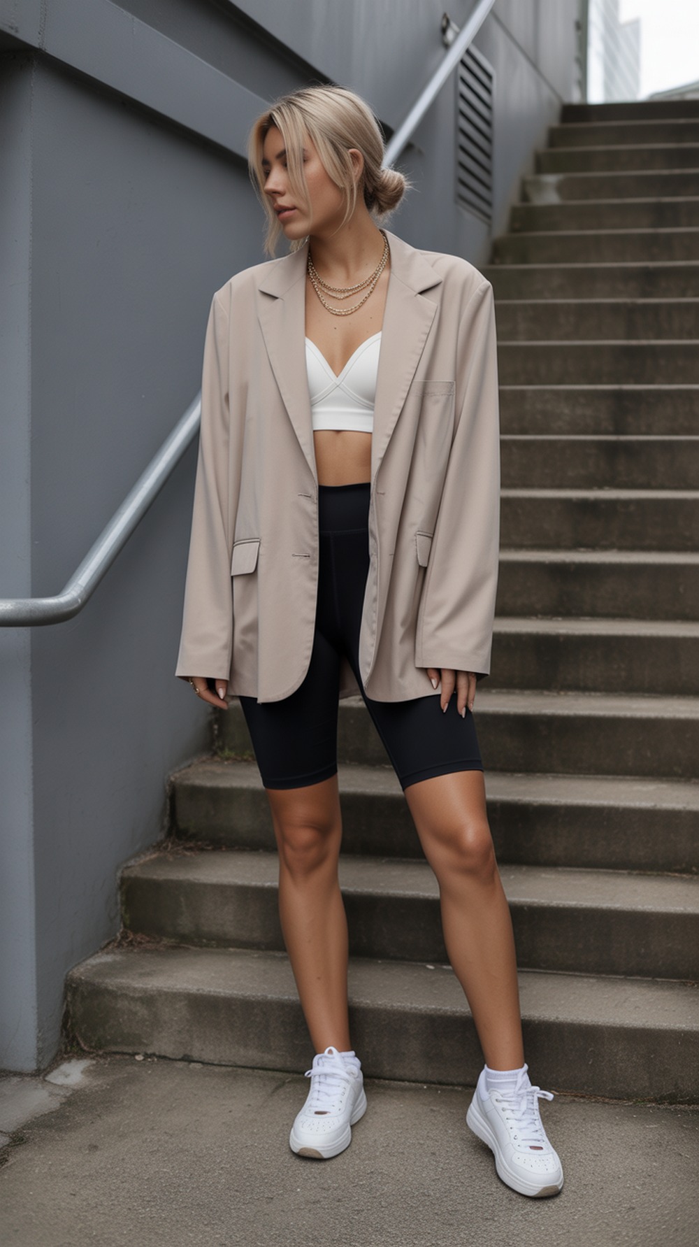 Aura Fit with Loose Blazer and Bike Shorts