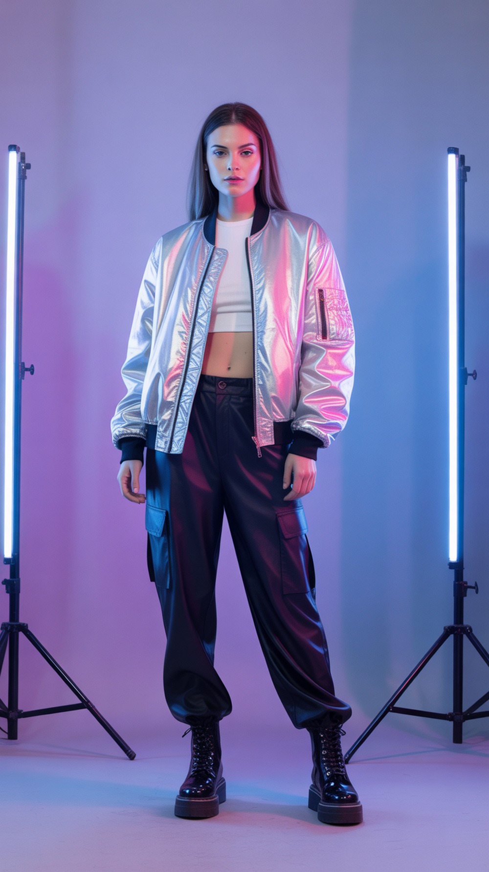 Aura Fit with Metallic Bomber Jacket