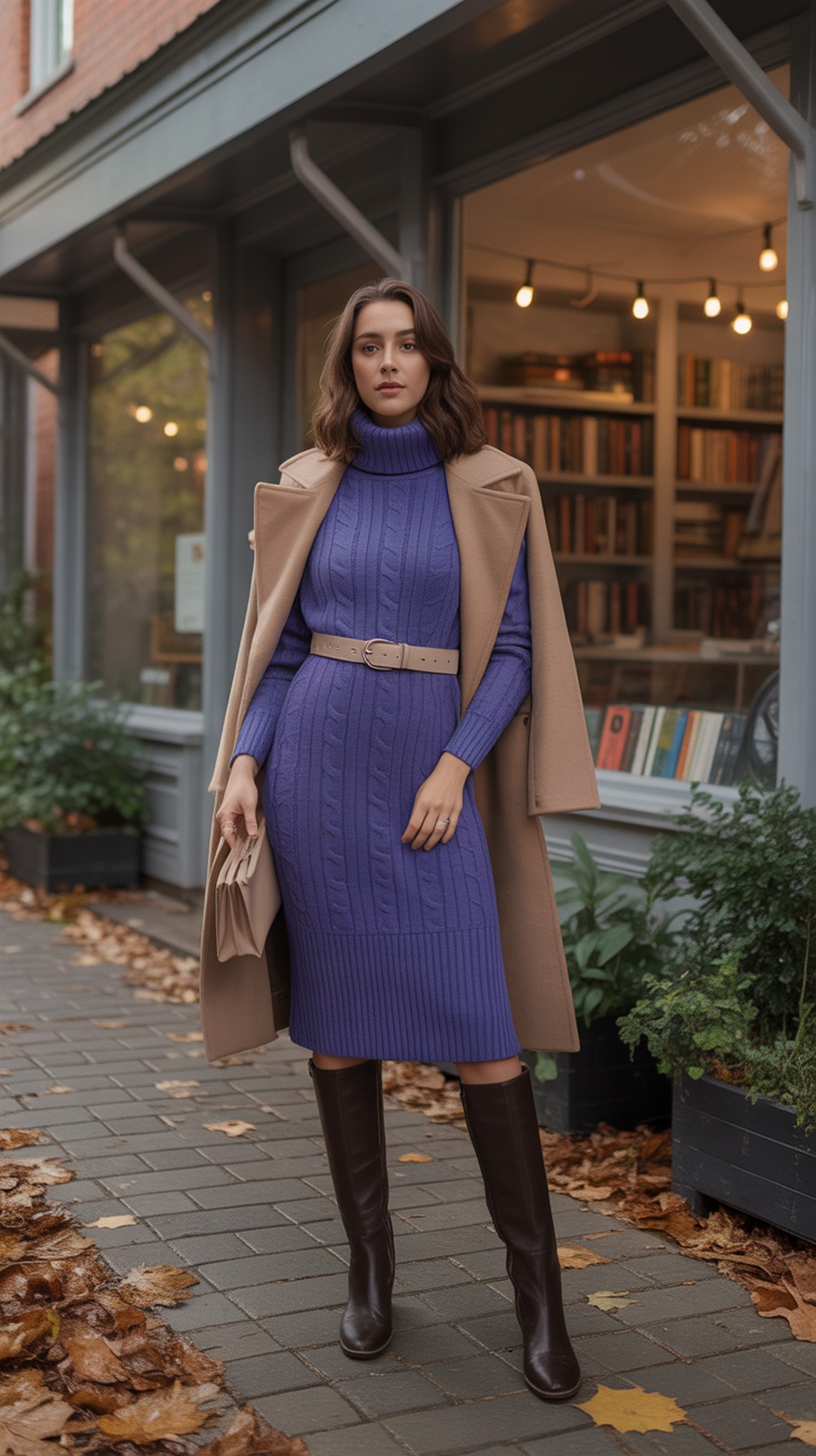 Blueberry Sweater Dress with Belt
