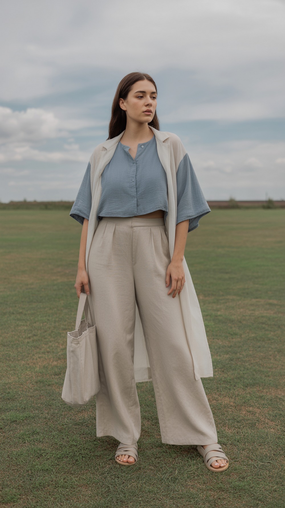 Calm Aura in Dusty Blue and Beige