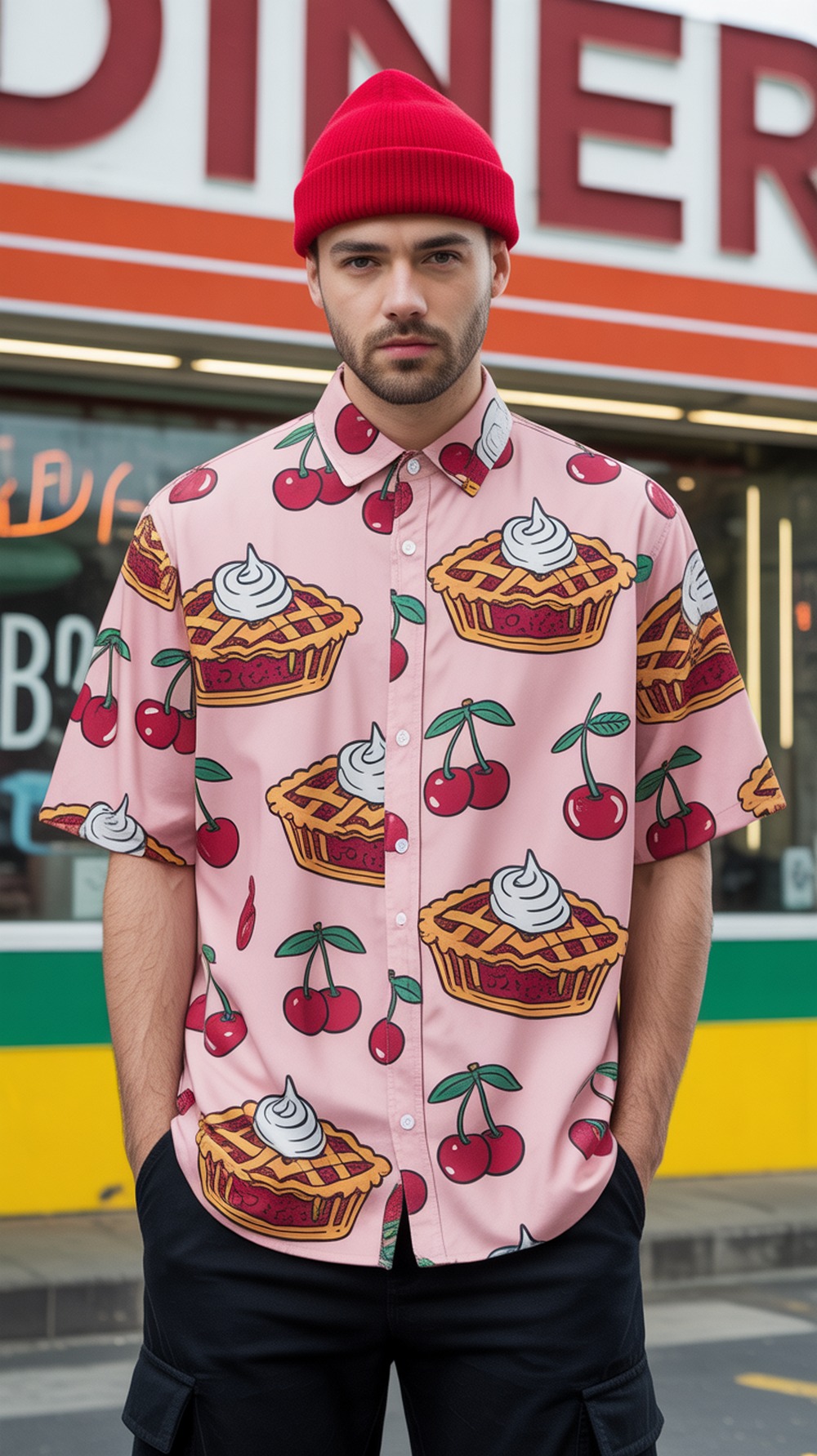Cherry Pie Printed Button Up Shirt