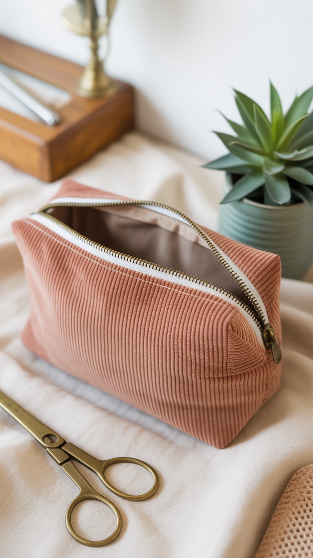Corduroy Soft Makeup Pouch