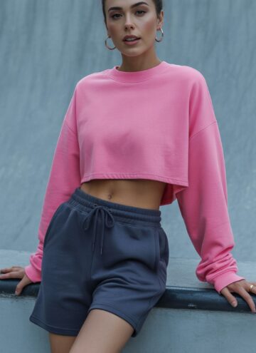 Cropped Sweatshirt with Long Shorts Skate Outfit