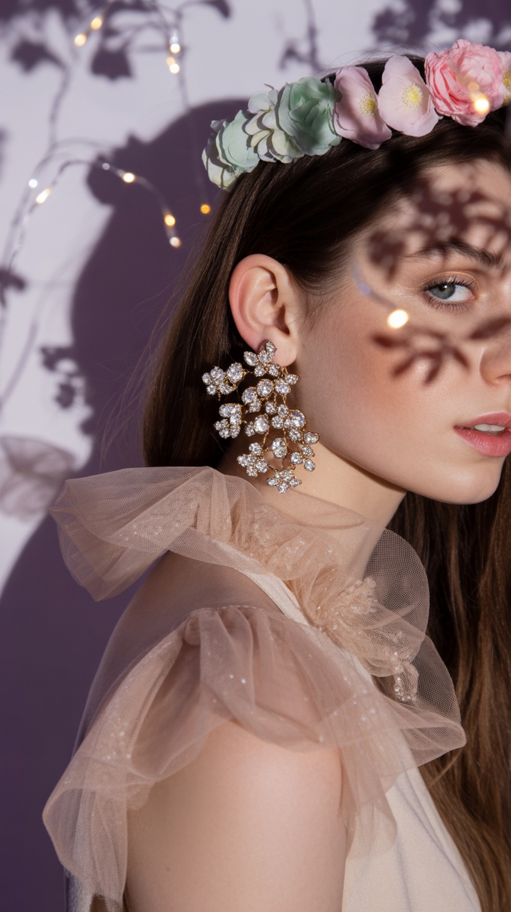 Crystal Flower Cluster Earrings