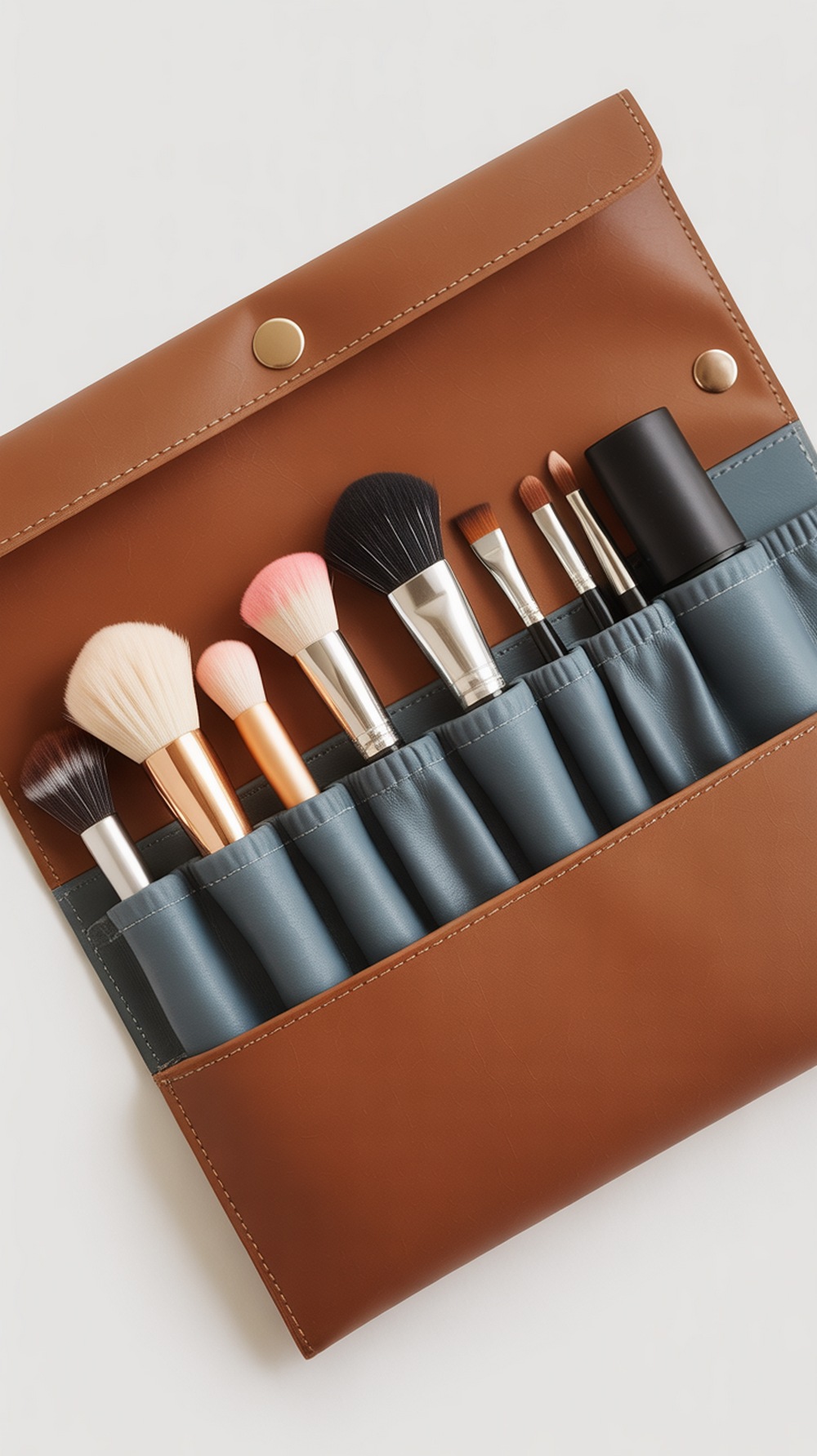 Faux Leather Fold Over Makeup Organizer