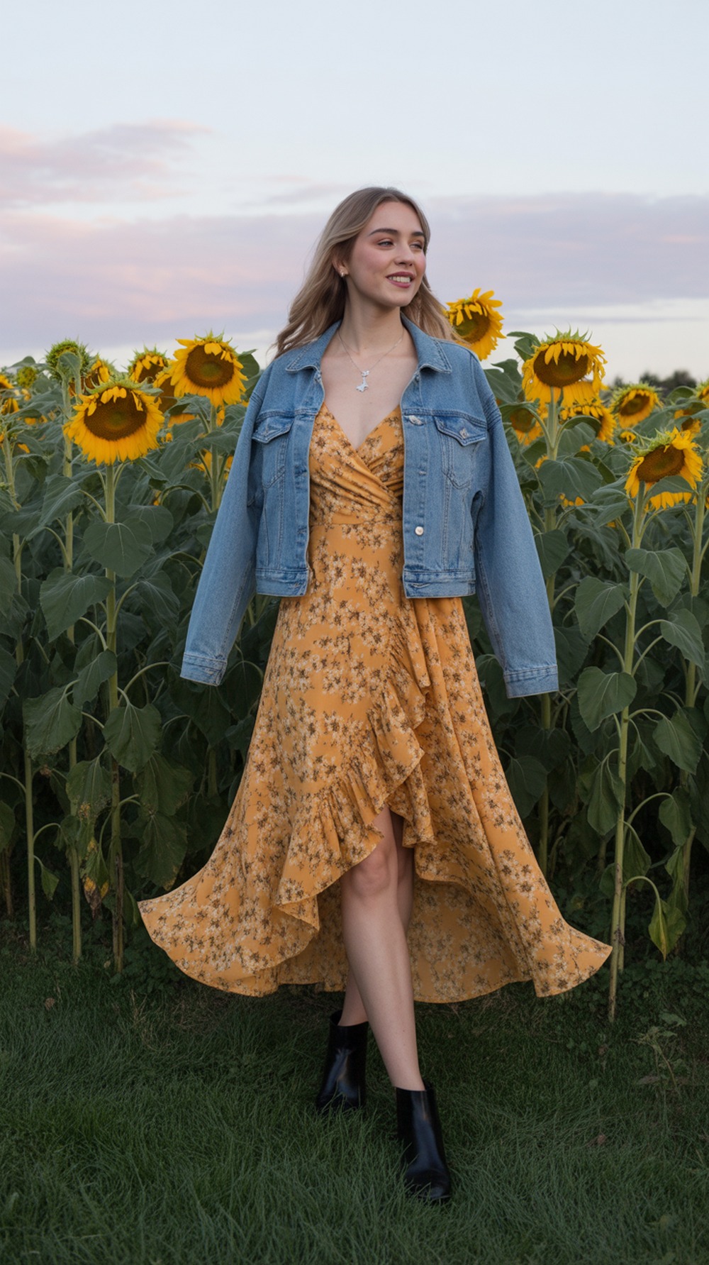 Faux Wrap Floral Homecoming Dress