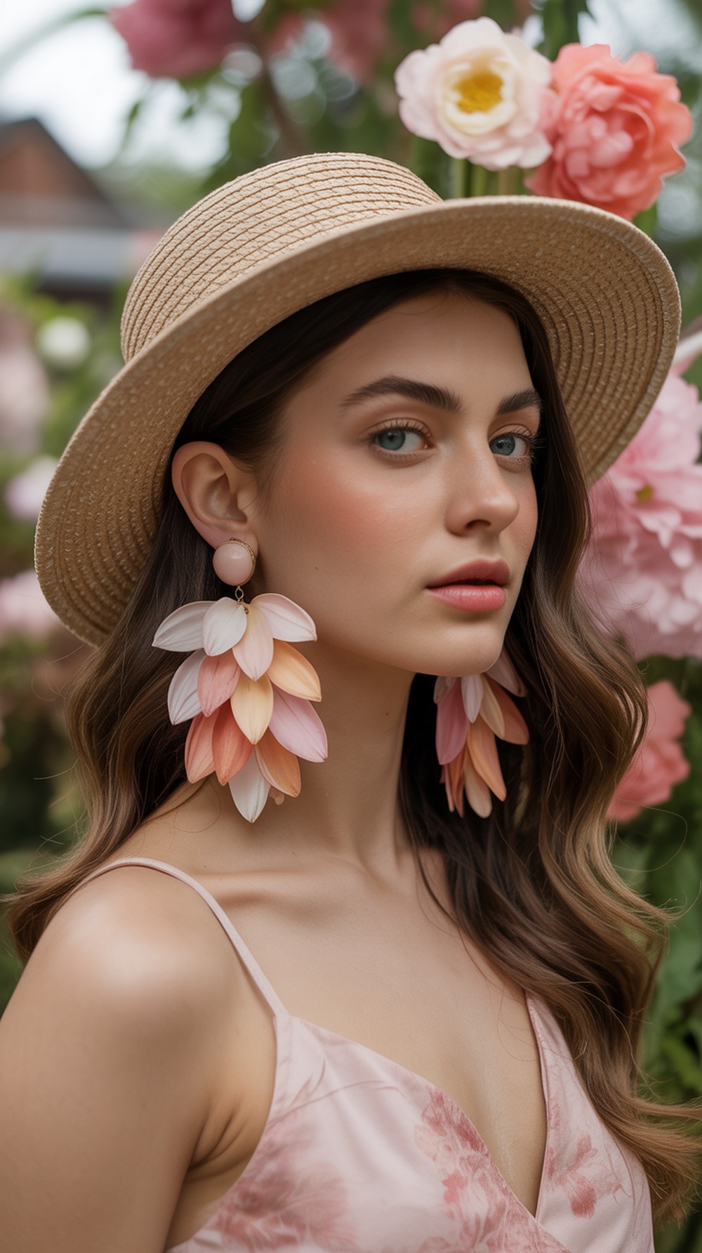 Flower Petal Drop Earrings