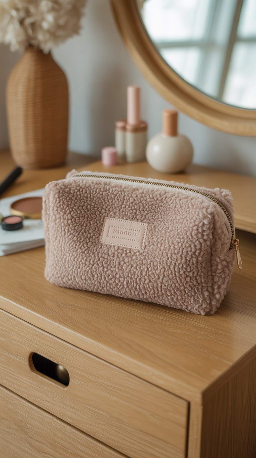 Fuzzy Sherpa Makeup Pouch