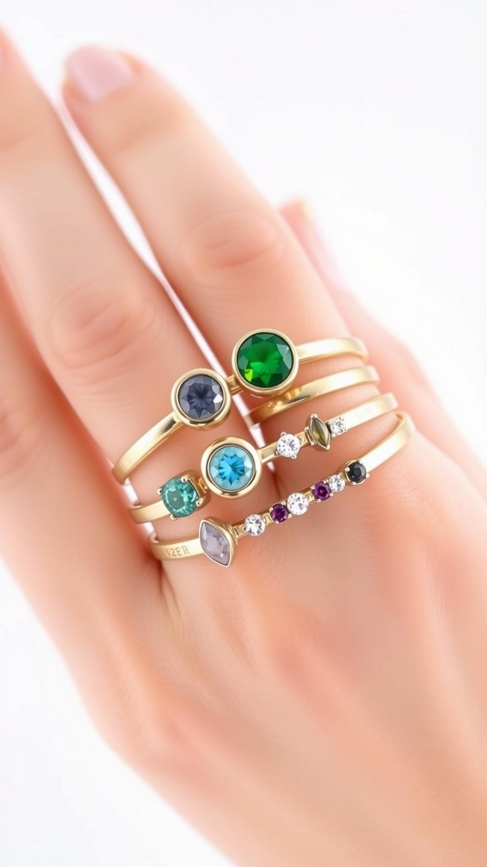 Geometric & Open Birthstone Stacking Rings