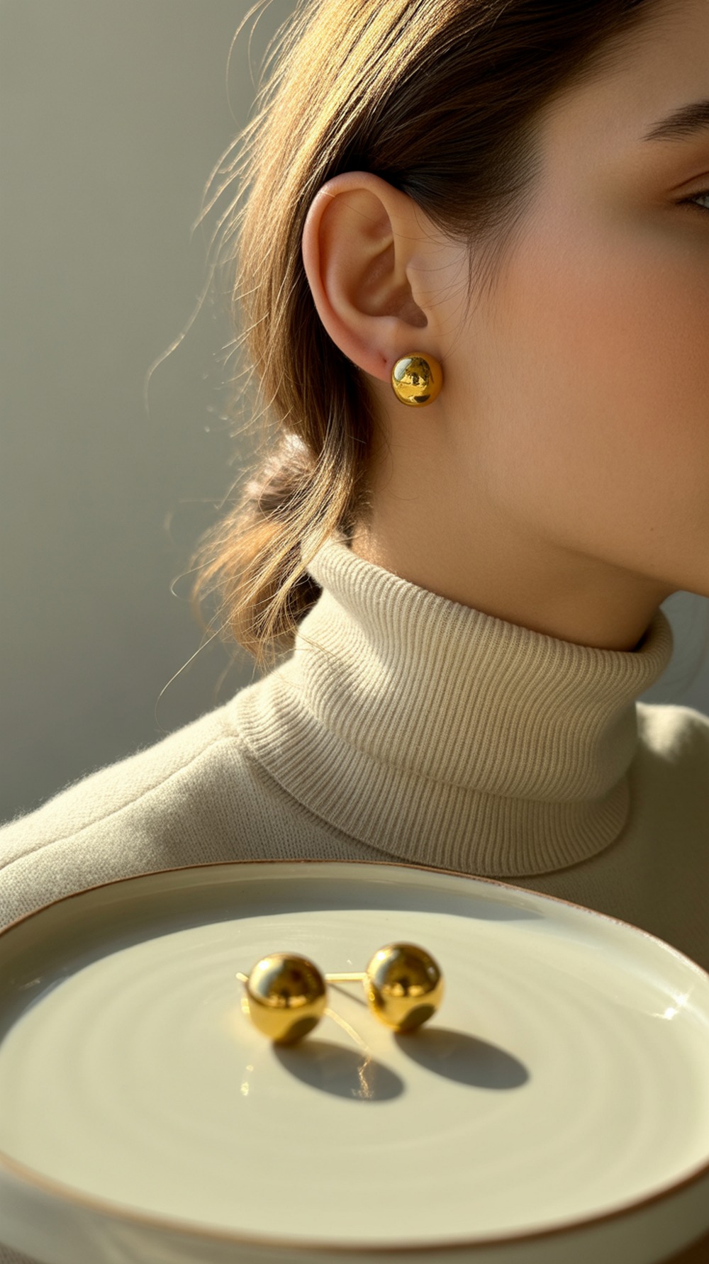 Gold Ball Stud Earrings