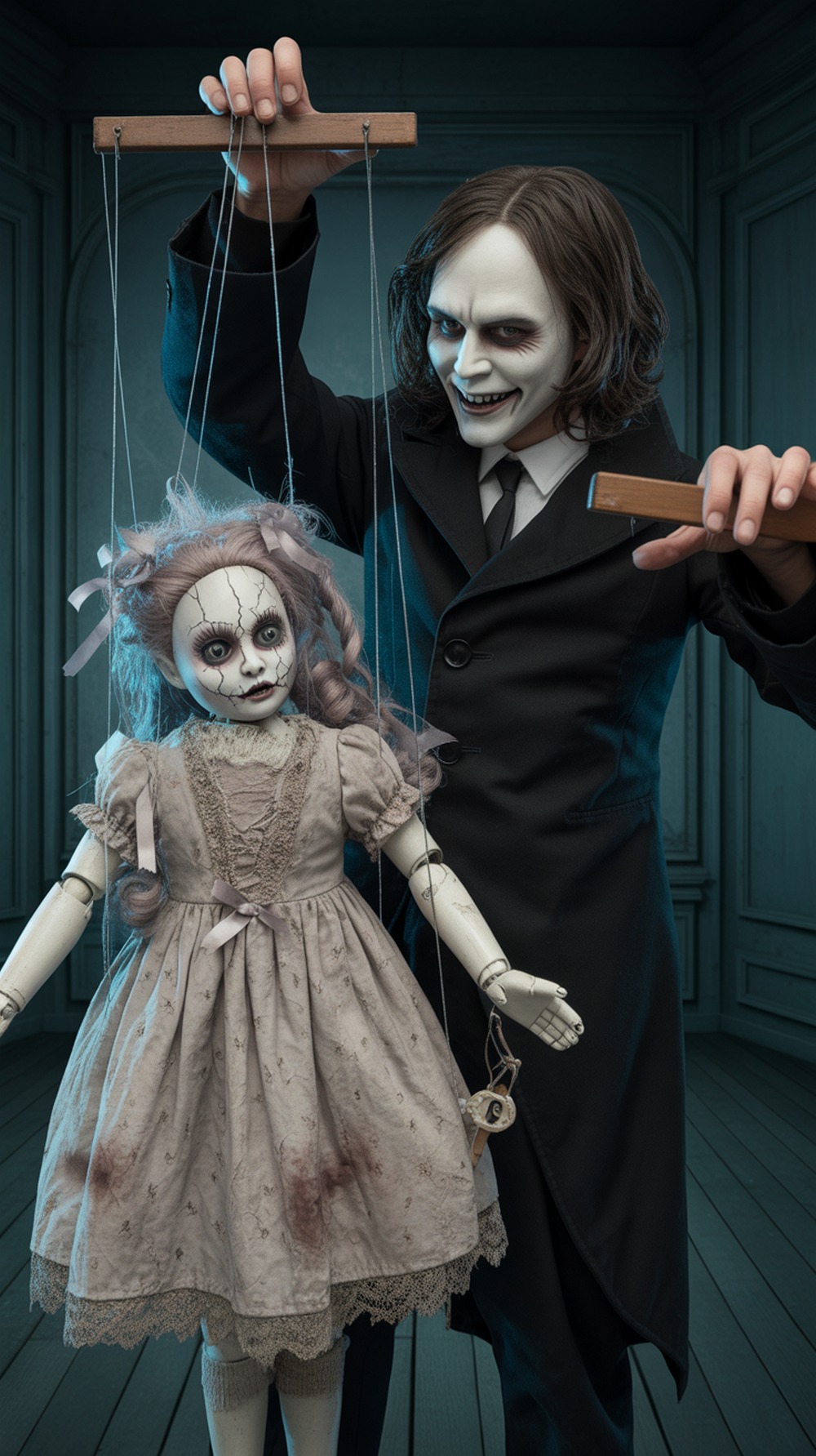 Haunted Doll and Puppeteer Halloween Costume