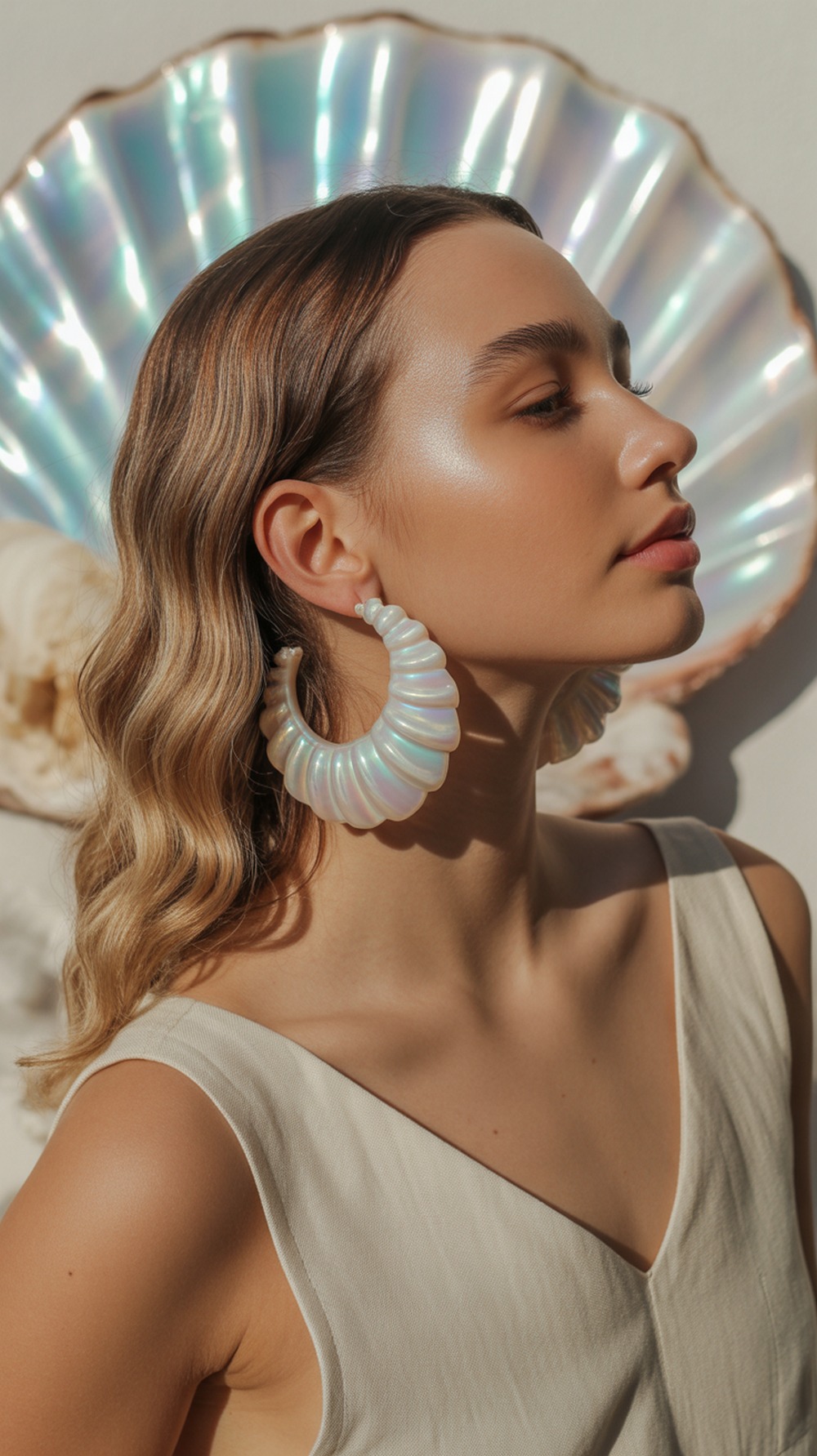 Iridescent Shell Hoop Earrings