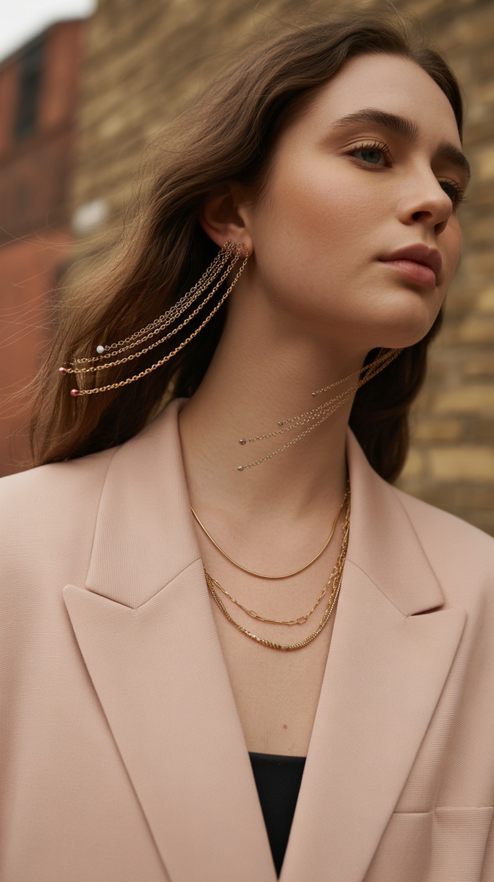 Layered Chain Drop Earrings