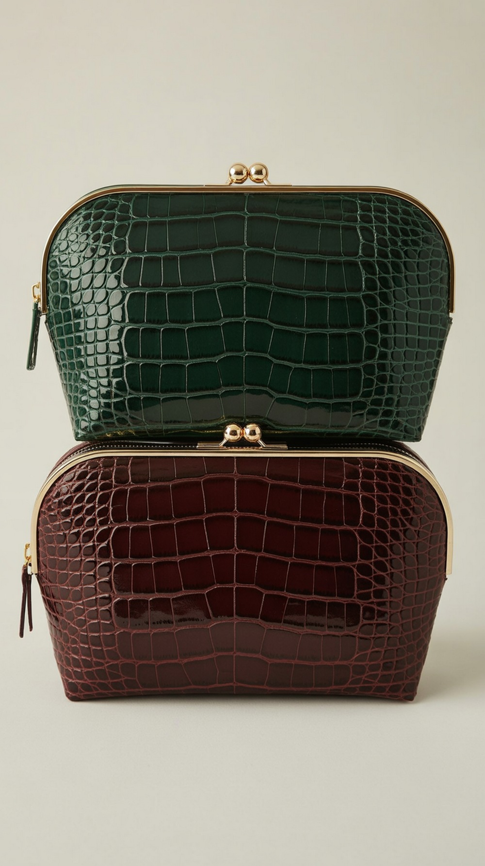 Luxury Faux Croc Skin Cosmetic Bag