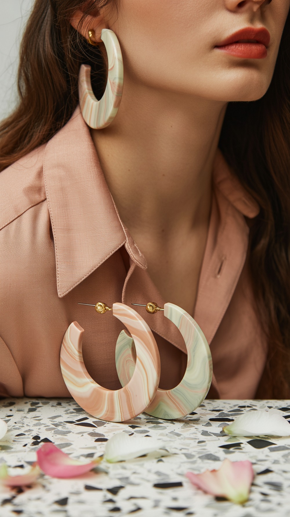 Marbled Acrylic Hoop Earrings