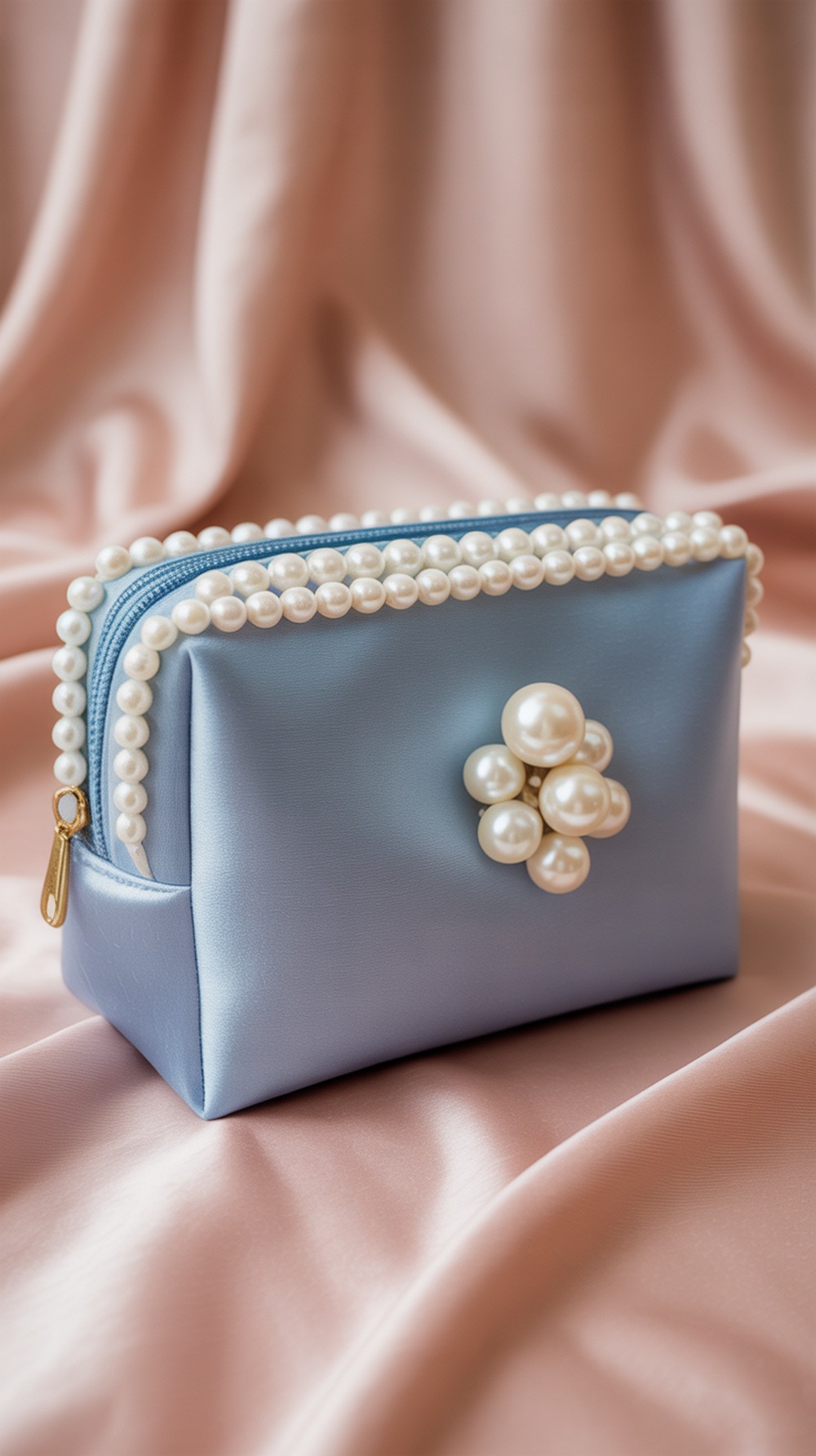 Mini Pearl Accent Makeup Bag