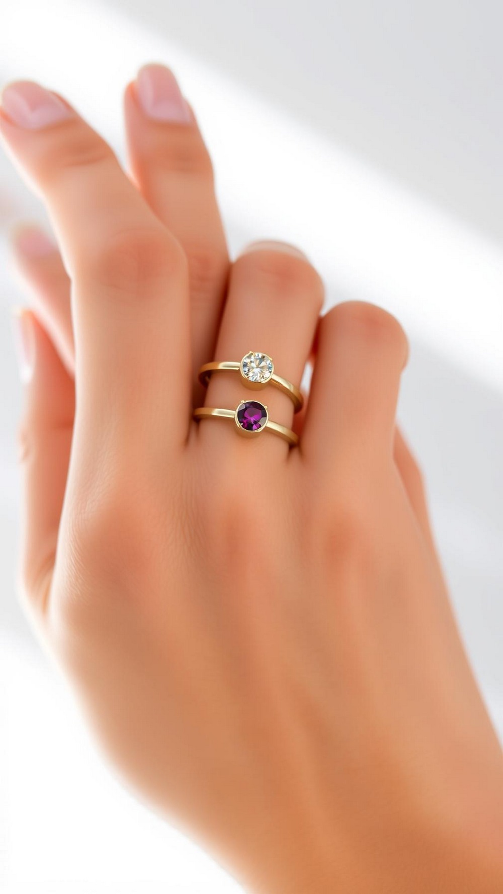 Minimalist Gold Birthstone Stacking Rings