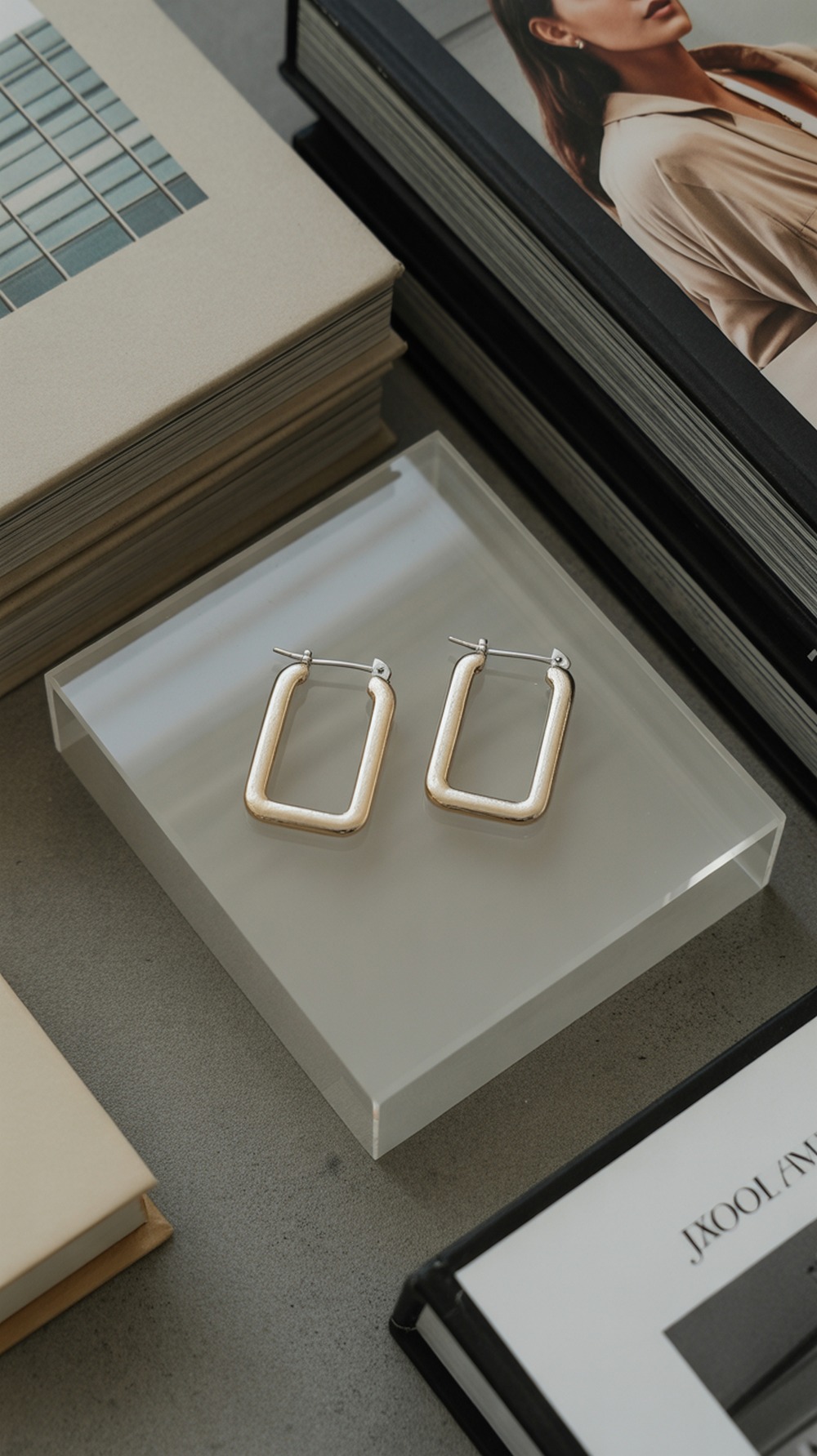 Minimalist Rectangle Hoop Earrings