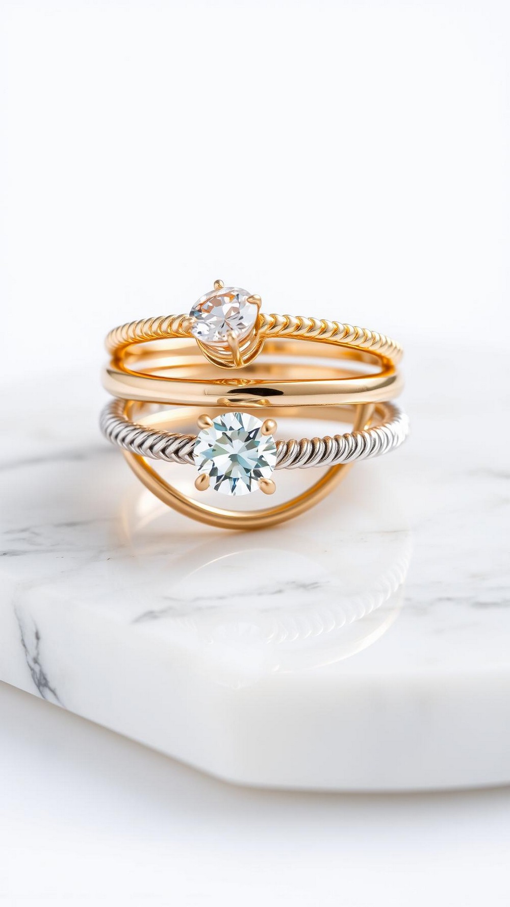 Mixed Metals Birthstone Stacking Rings