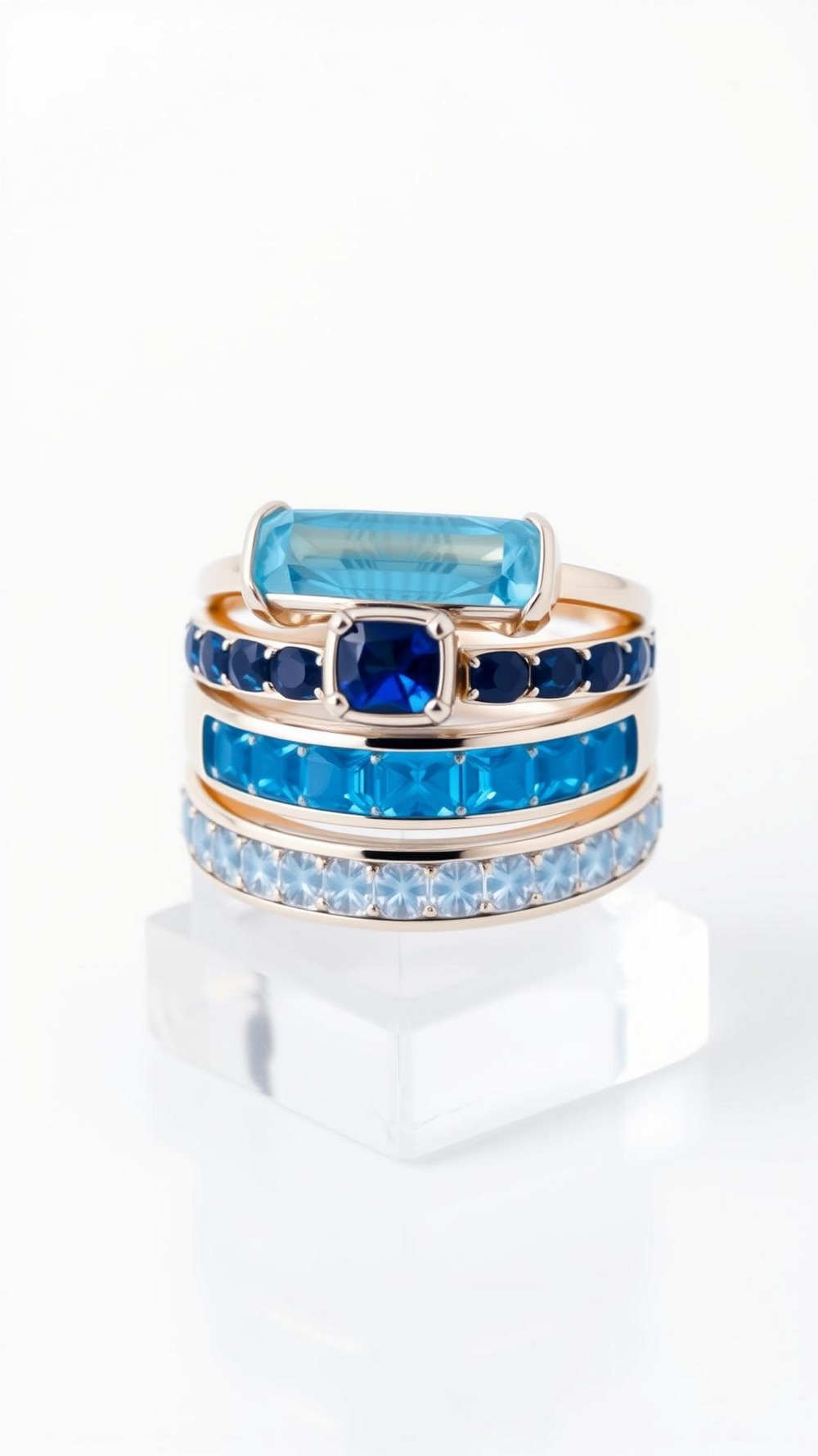 Ombré Gradient Birthstone Stacking Rings