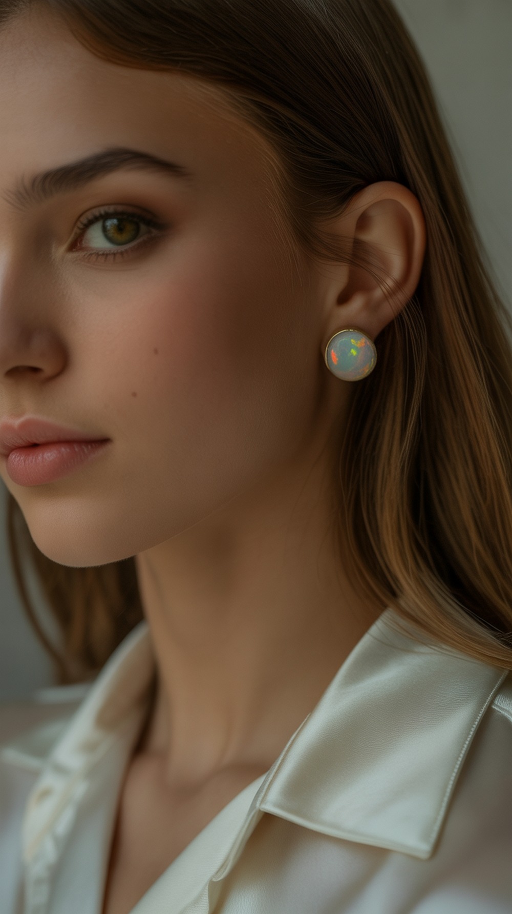 Opal Stone Stud Earrings