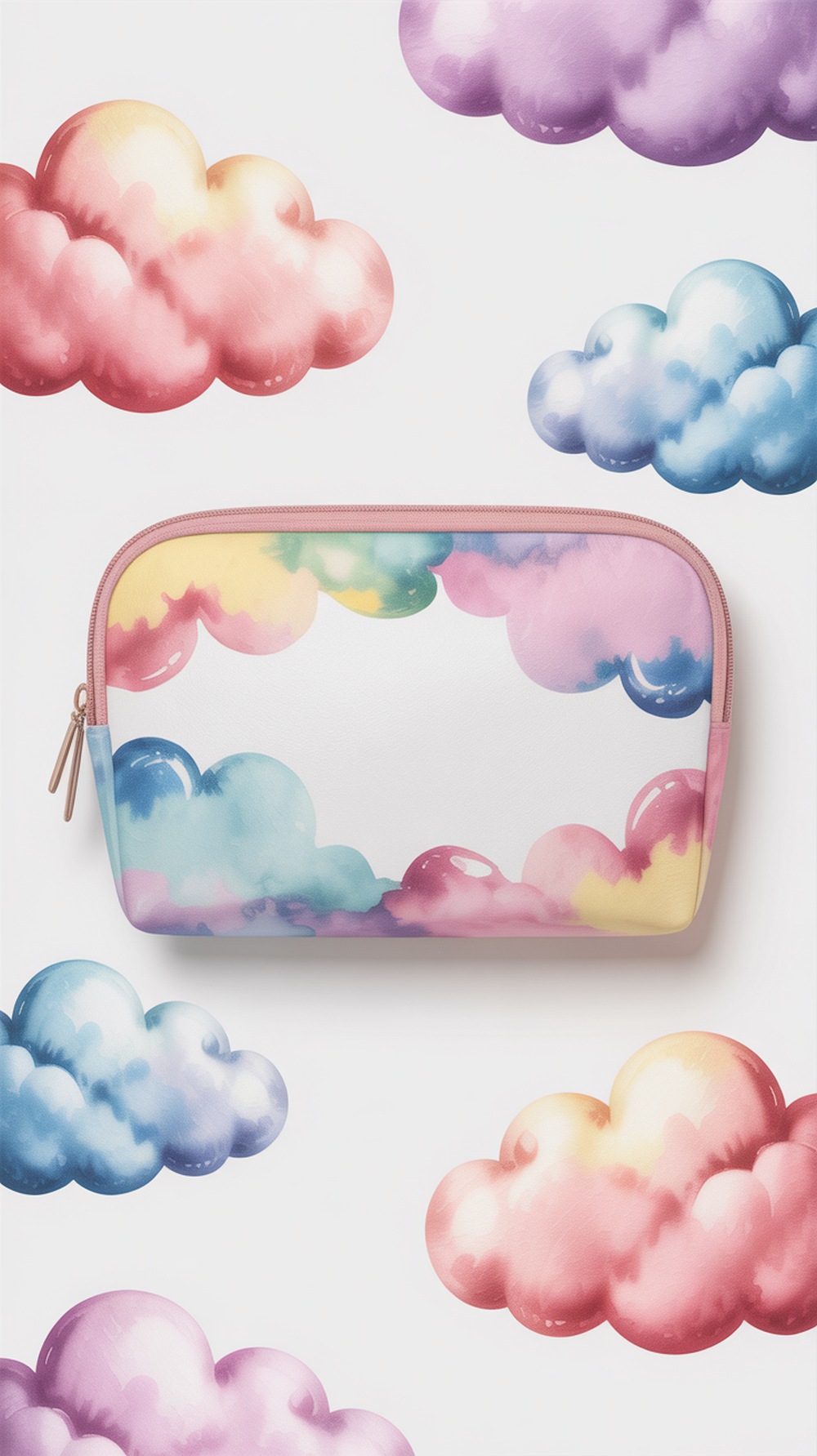 Pastel Cloud Print Cosmetic Bag