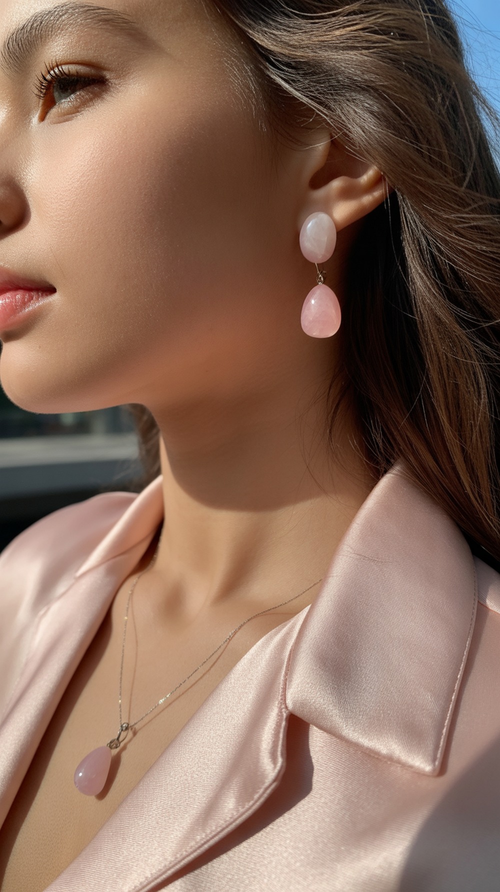 Pink Quartz Drop Earrings