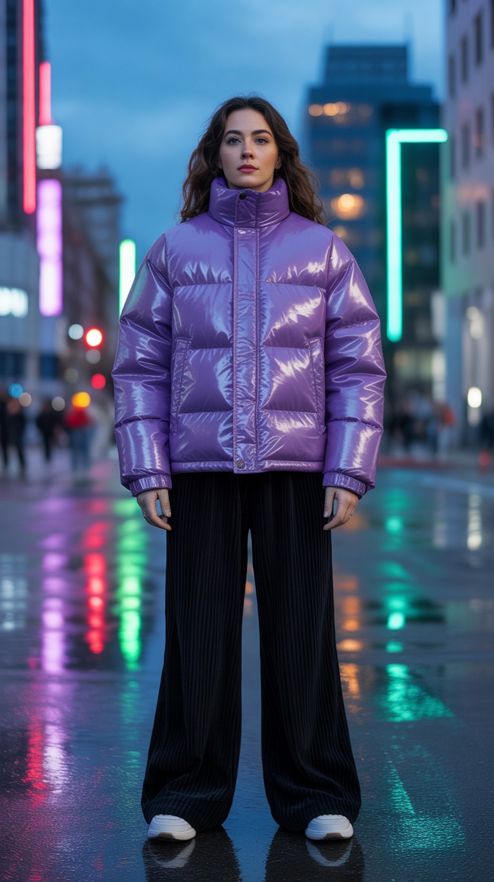 Puffy Jacket with Wide Leg Trousers Skate Outfit