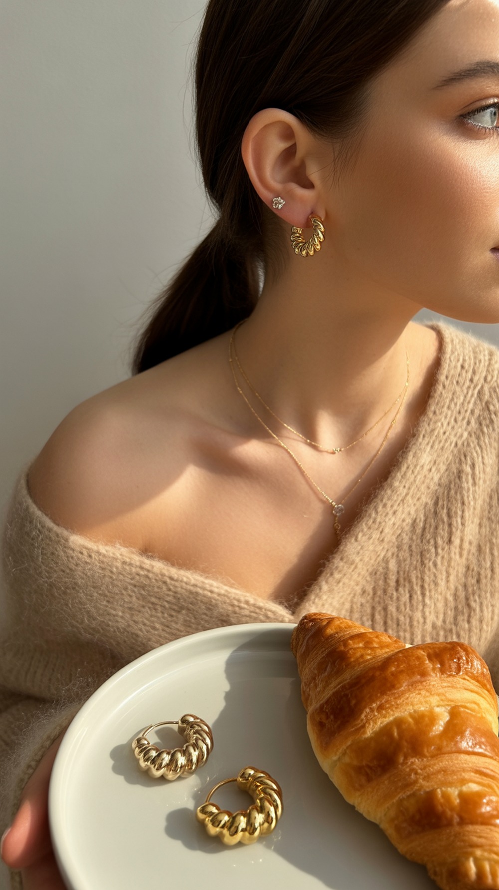 Small Croissant Hoop Earrings
