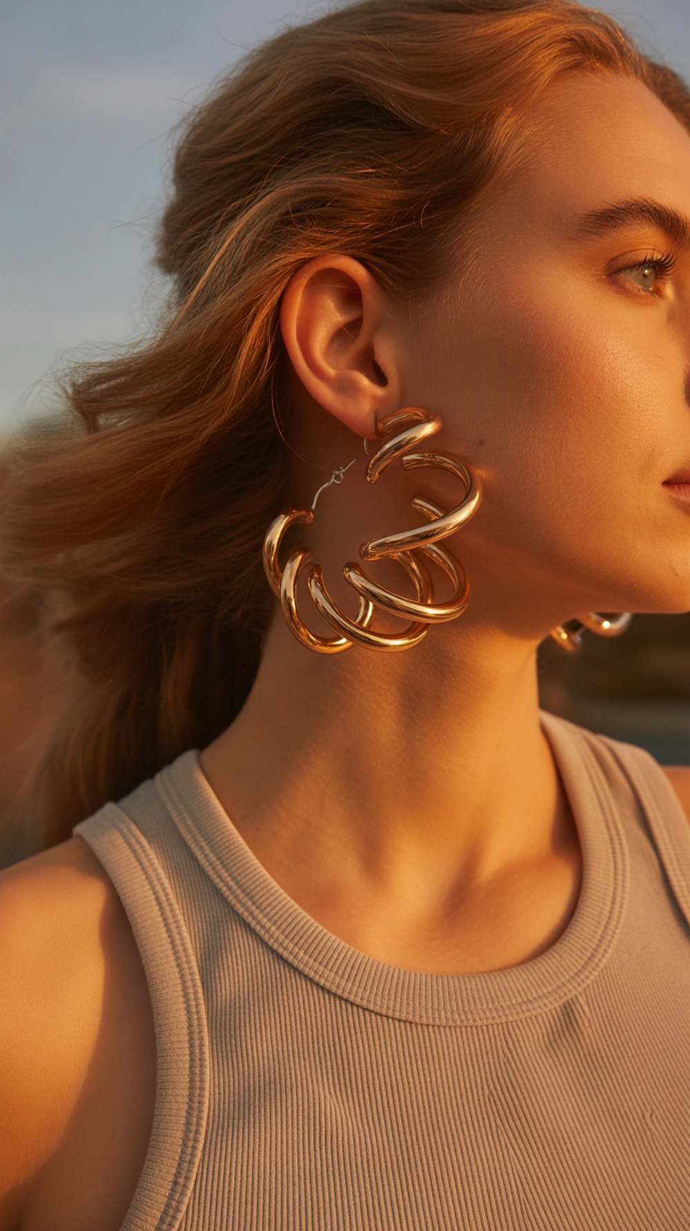 Swirl Twist Hoop Earrings