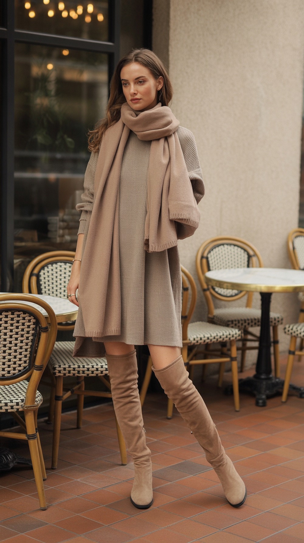 Tonal Winter Outfits Featuring Over the Knee Boots