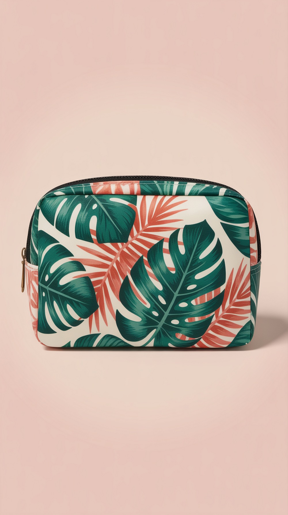 Tropical Leaf Print Makeup Case