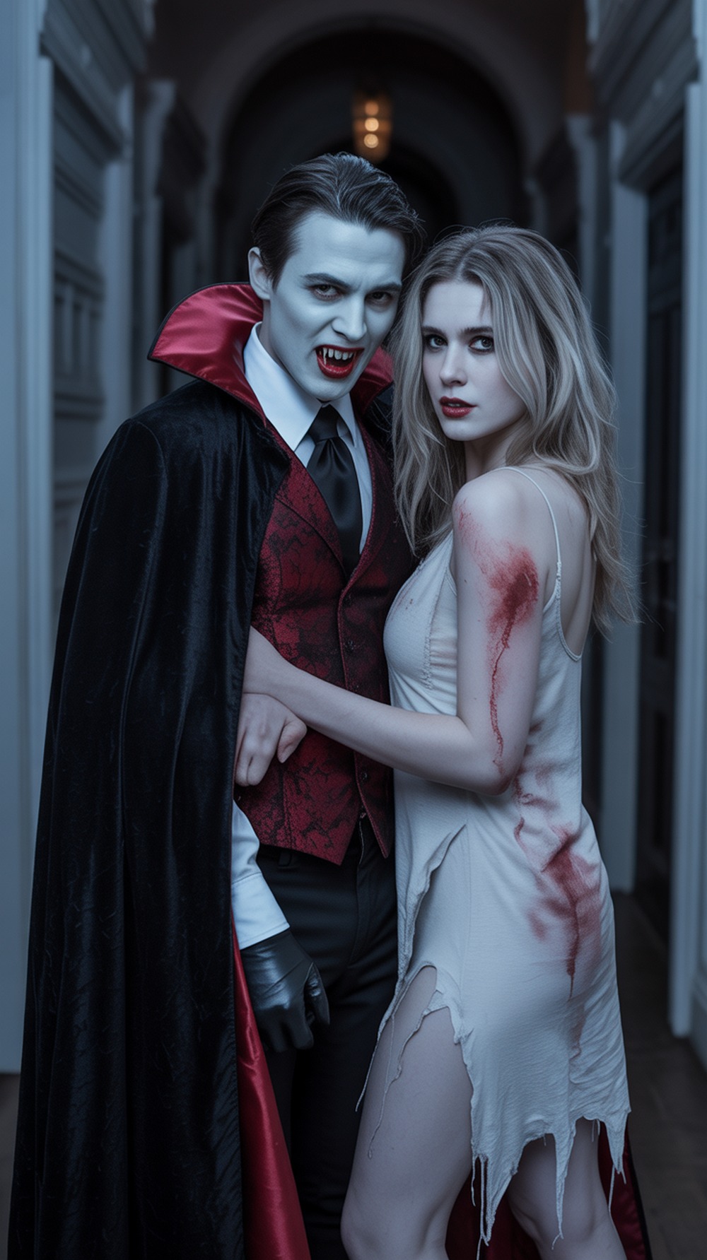 Vampire and Victim Halloween Costume