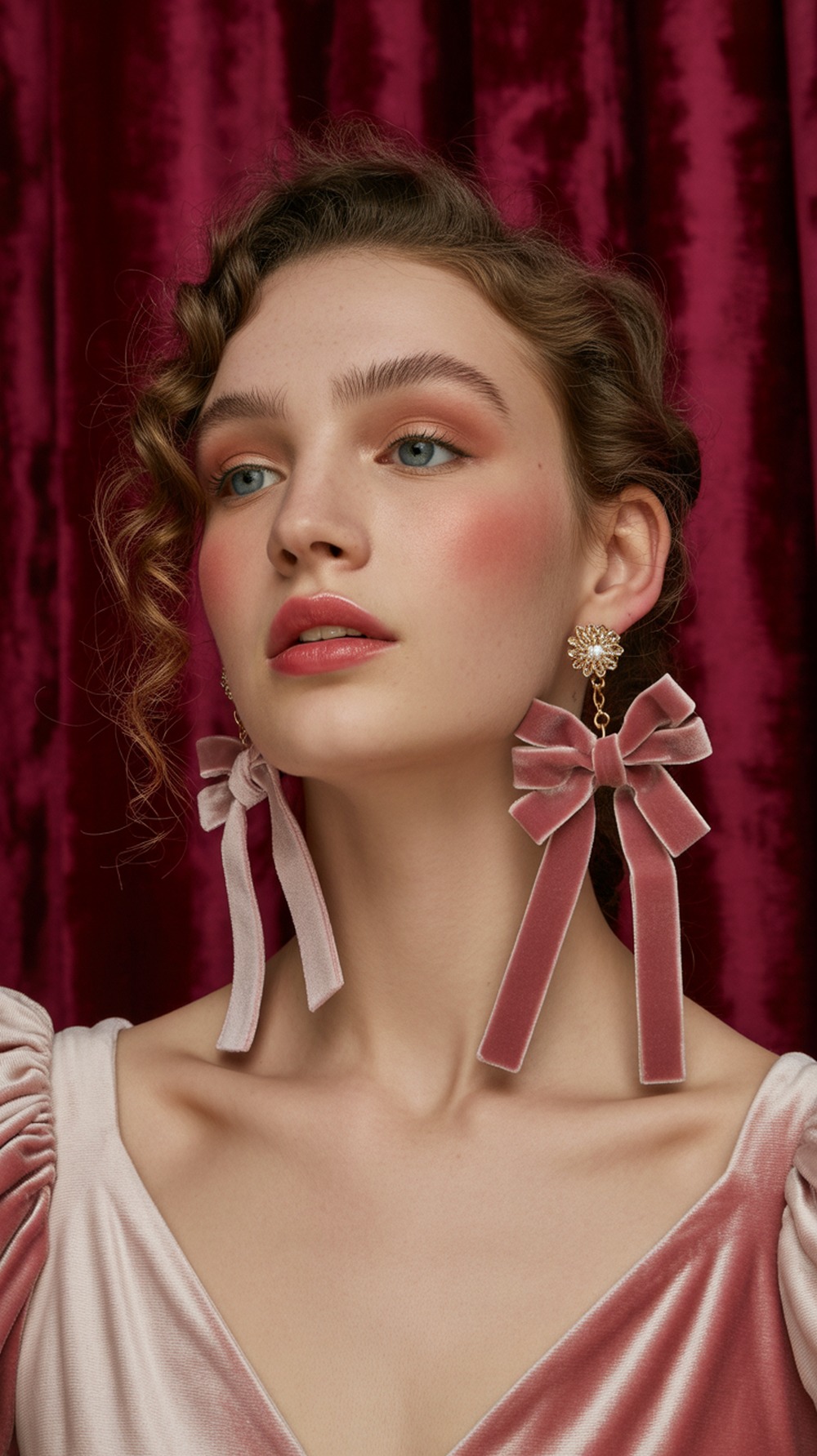 Velvet Bow Drop Earrings