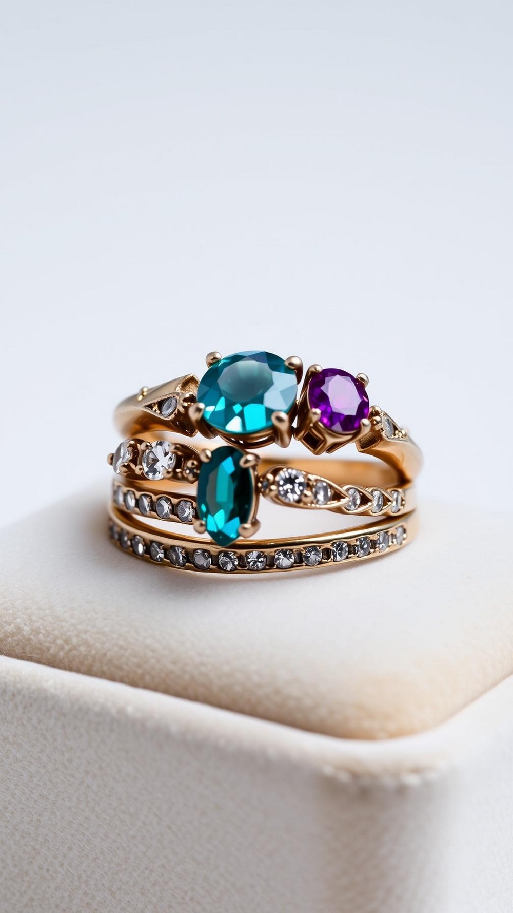 Vintage Inspired Birthstone Stacking Rings