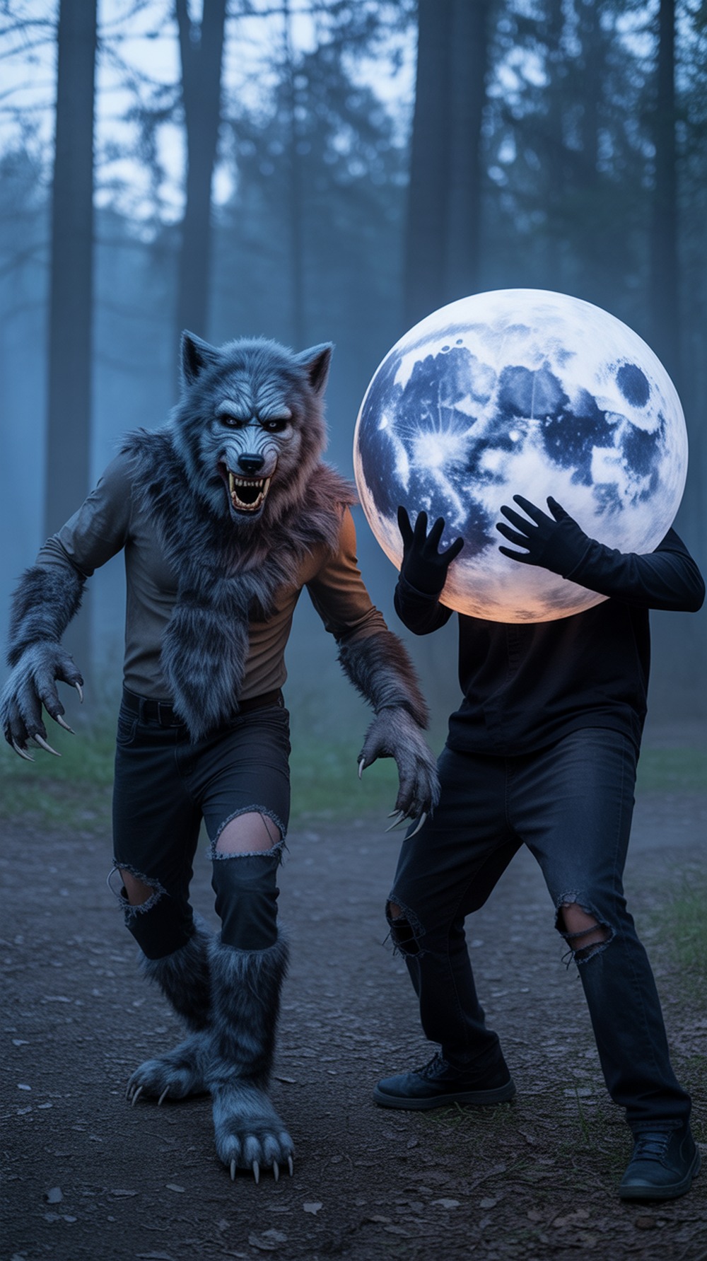 Werewolf and Full Moon Halloween Costume